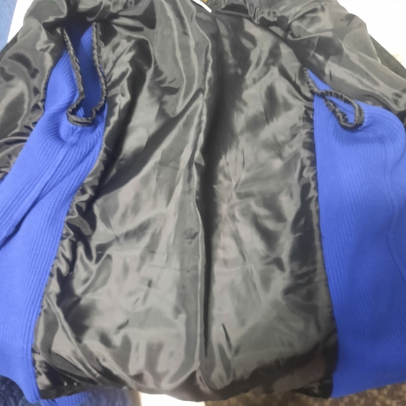 Bob Mackie Jacket Women's L Wearable Art Blue Embroidered  Suede Leather Knit - Picture 6 of 8